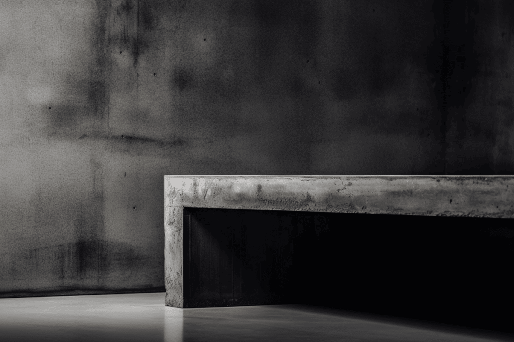 Gray Concrete Office Desk in a dark room