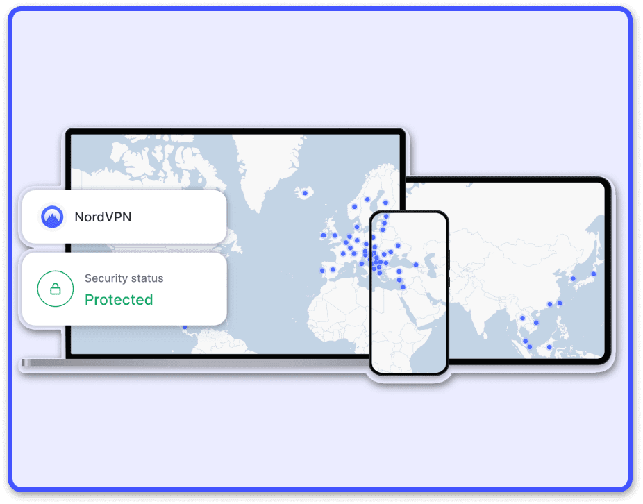 Screenshot of the NordVPN Software. Come-in-handy tool, which helps you stay secure. Created for both, office and remote work.